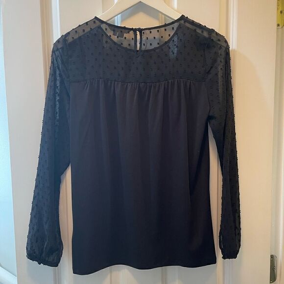 Boden Tops - Boden black sheer sleeve top Size 2